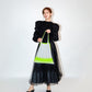 RANDOM BORDER PLEATS KNIT BAG-LIME GREEN