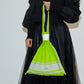 RANDOM BORDER PLEATS KNIT BAG-LIME GREEN