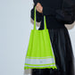 RANDOM BORDER PLEATS KNIT BAG-LIME GREEN