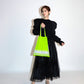 RANDOM BORDER PLEATS KNIT BAG-LIME GREEN