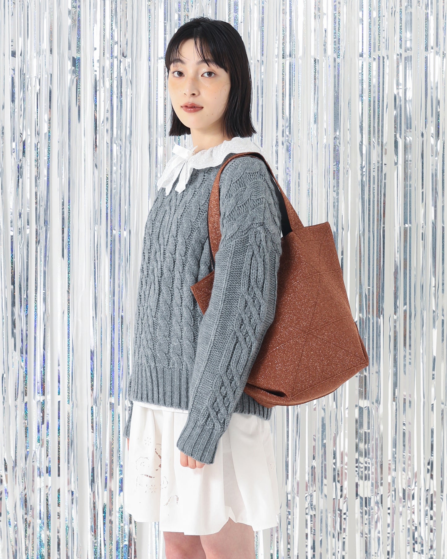 ORIGAMI KNIT BAG-RADIANT BROWN