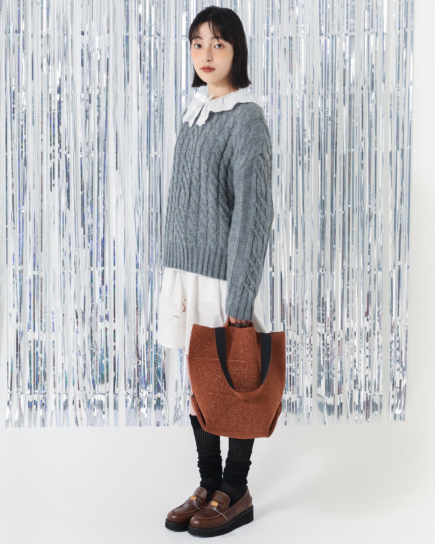 ORIGAMI KNIT BAG-RADIANT BROWN