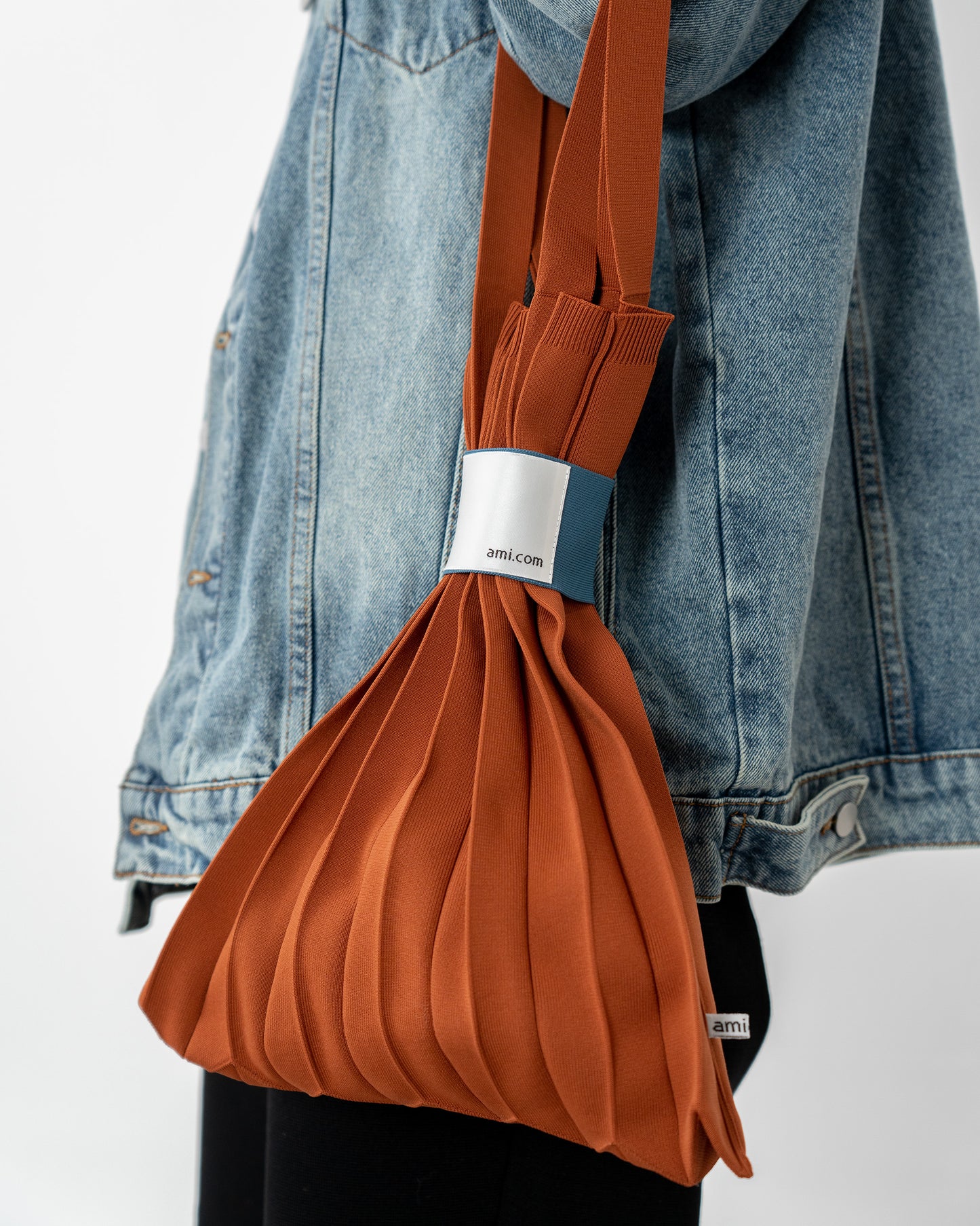 PLEATS KNIT BAG-Dark Orange