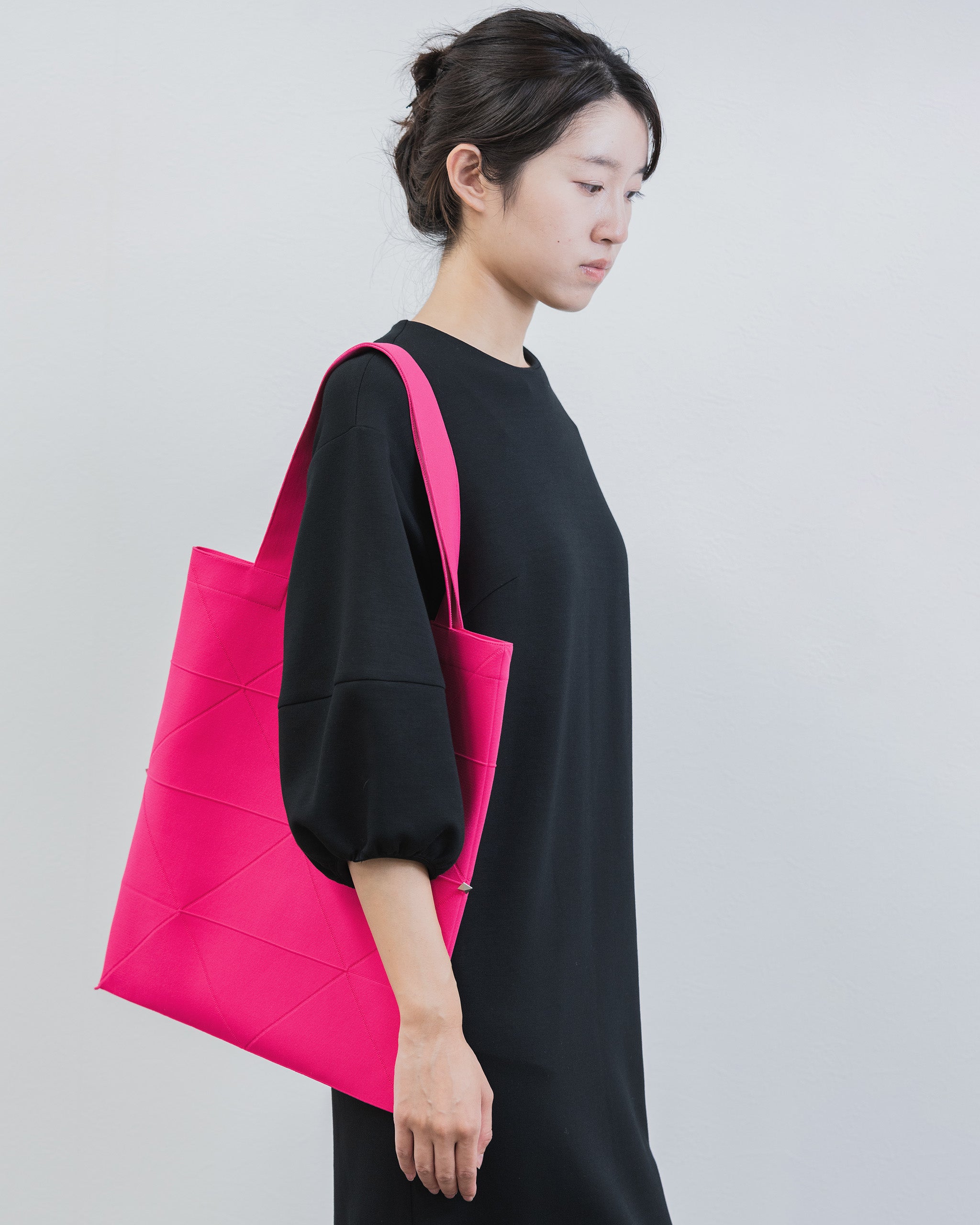 amicom」ORIGAMI KNIT BAG-PINK折り紙バッグ